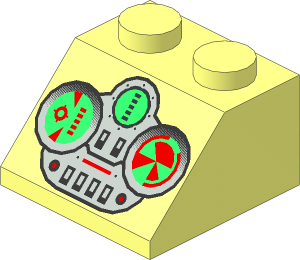 Slope Brick 45  2 x  2 with SW Green and Grey Controls Pattern
