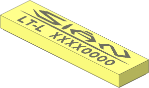 Tile  1 x  4 with Sian Logo and "LT-L" with Variable Code Pattern