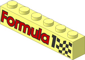 Brick  1 x  6 with "Formula 1" and Checkered Flag Pattern