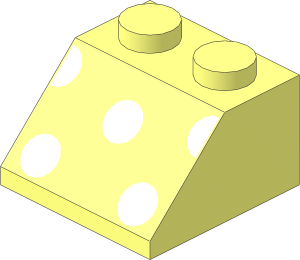 Slope Brick 45  2 x  2 with  3 White Dots and  2 White Half-Dots Pattern