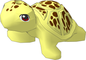 Animal Turtle with Bright Light Blue Eyes and Reddish Brown Spots Pattern