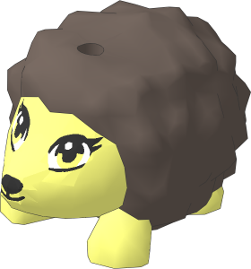Animal Hedgehog with Black Eyes, Eyelashes and Nose and Dark Brown Spines Pattern