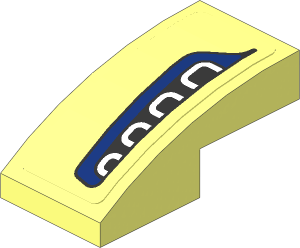 Slope Brick Curved  2 x  1 with Black and Dark Blue Headlamp on Transparent Background Left Sticker