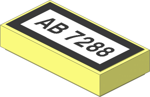 Tile  1 x  2 with Black "AB 7288" and Border on White Background Sticker
