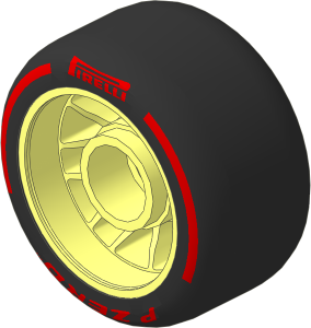 Wheel 13.4 x 24 with Rubber Black Integral Smooth Racing Tyre with Red "PIRELLI P ZERO" Pattern