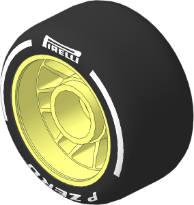 Wheel 13.4 x 24 with Rubber Black Integral Smooth Racing Tyre with White "PIRELLI P ZERO" Pattern