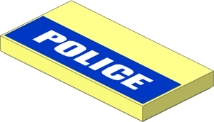 Tile  2 x  4 with White "POLICE" on Blue Background Half Height Sticker
