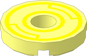 Tile  2 x  2 Round with Hole with Yellow Circles Pattern
