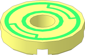 Tile 2 x 2 Round with Hole with Bright Green Circles Pattern