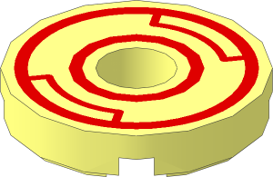 Tile 2 x 2 Round with Hole with Red Circles Pattern