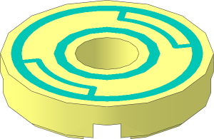 Tile 2 x 2 Round with Hole with Dark Turquoise Circles Pattern