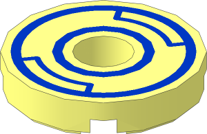 Tile 2 x 2 Round with Hole with Blue Circles Pattern