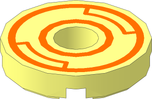 Tile  2 x  2 Round with Hole with Orange Circles Pattern