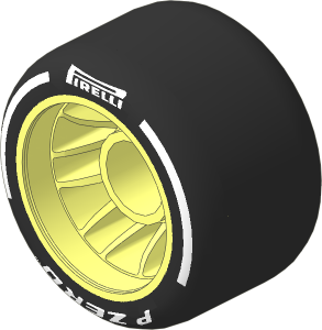 Wheel 14.9 x 24 with Rubber Black Integral Smooth Racing Tyre with White "PIRELLI P ZERO" Pattern
