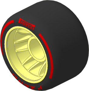 Wheel 14.9 x 24 with Rubber Black Integral Smooth Racing Tyre with Red "PIRELLI P ZERO" Pattern