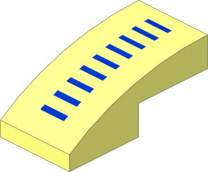 Slope Brick Curved  2 x  1 with  9 Blue Lines Pattern