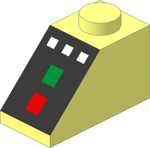 Slope Brick 45  2 x  1 with 5 White Red Green Controls Pattern