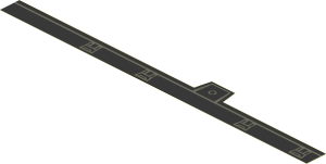 Sticker  0.6 x 12.2 with Trapezoid Extension on Right Side with Dark Bluish Grey Lines
