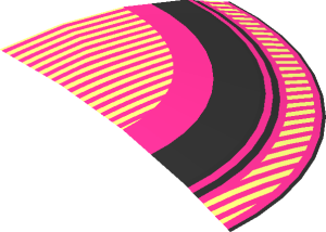 ~Dish  6 x  6 Inverted - No Studs with Handle with Black and Magenta Concentric Lines and Thin Magenta Grill Pattern - 1/4