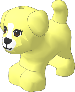 Animal Puppy Standing with Medium Azure Eyes with Outline, Black Nose and Mouth, White Blaze and Muzzle Pattern