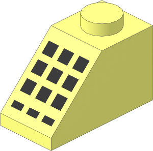 Slope Brick 45  2 x  1 with 9 + 3 Black Buttons Pattern
