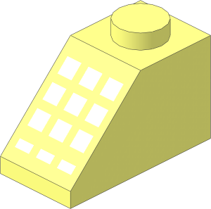 Slope Brick 45  2 x  1 with 9 + 3 White Buttons Pattern