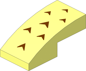 Slope Brick Curved  2 x  1 with 7 Reddish Brown Arrowheads Pattern