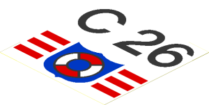 Sticker  4.2 x  4.2 with Black "C 26" and Coast Guard (1995) Logo