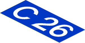 Sticker  1.0 x  2.3 with White "C 26" on Blue