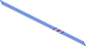 Sticker  1.4 x  31.3 with White Stripes on Blue and Coast Guard (1995) Logo on Right Side