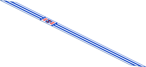 Sticker  1.4 x  31.3 with White Stripes on Blue and Coast Guard (1995) Logo on Left Side