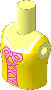 Figure Friends Girl Torso with Medium Lavender Top with Bright Pink Lacing and Bow Pattern