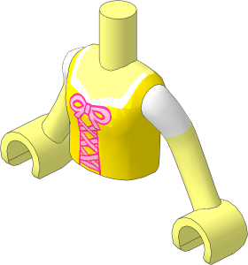 Figure Friends Girl Torso with Arms with Medium Lavender Top with Bright Pink Lacing and Bow Pattern