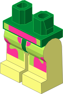 Minifig Hips and Legs with Magenta Flowers on Lime Shorts Pattern