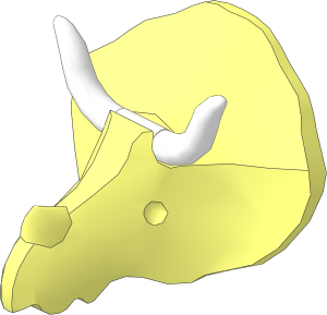 Animal Dinosaur Head Triceratops with White Horns