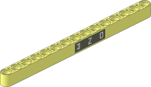 Technic Beam 15 with "D", "N" and "R" on Dark Bluish Grey Sticker