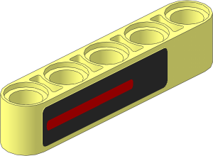 Technic Beam  5 with Red Stripe on Black Sticker