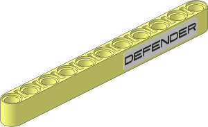 Technic Beam 11 with Silver "DEFENDER" on White Sticker
