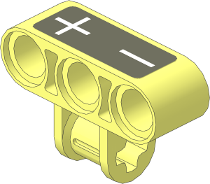 Technic Cross Block 3 x 2 (Axle/Triple Pin) with Plus and Minus Symbols on Dark Bluish Grey Sticker