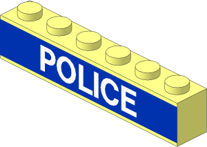 Brick  1 x  6 with White "POLICE" on Blue Background Sticker