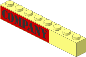 Brick  1 x  8 with Black "COMPANY" Sign on Red Background Sticker