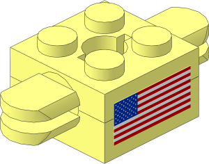 Brick  2 x  2 Arm Holder with Hole and 2 Arms (Complete) with United States Flag Sticker