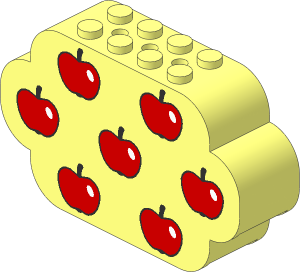 Brick  2 x  8 x  4 with Curved Ends with 7 Red Apples Pattern