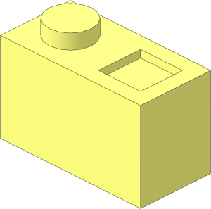~Brick  1 x  2 with One Stud and Square Hole