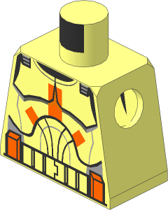 Minifig Torso with SW Clone Trooper Armour with Orange Markings (Clone Wars 2008) Pattern