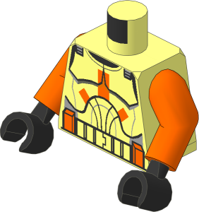 Minifig Torso with Arms and Hands with SW Clone Trooper Armour with Orange Markings (Clone Wars 2008) Pattern