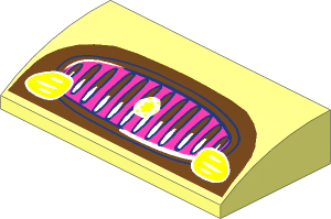 Slope Brick Curved  2 x  4 with Underside Studs with Magenta Car Grille, Yellow Lights and Star Sticker