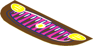 Sticker  1.4 x  3.9 D-shape with Magenta Car Grille, Yellow Lights and Star
