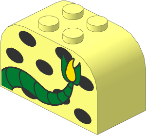 Brick  2 x  4 x  2 with Curved Top with Green Monster Tail and Black Spots Pattern