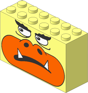 Brick  2 x  6 x  3 with Orange Mouth and Monster Eyes Pattern